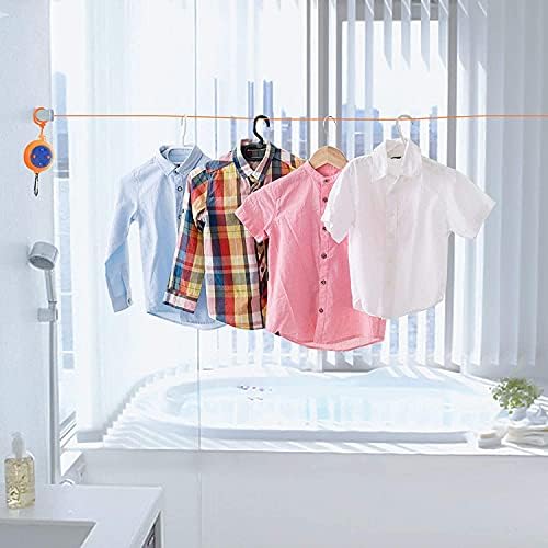 Verve Jelly Washing Line, 8 Meters Travel Clothesline Retractable Laundry Rope For Indoor Outdoor, Adjustable Portable Drying Lines With 10 Fixed Buckles And 20 Clothespins