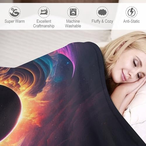 Couverture flanelle 180x200cm plaid trou noir pour soirées cocooning - 4