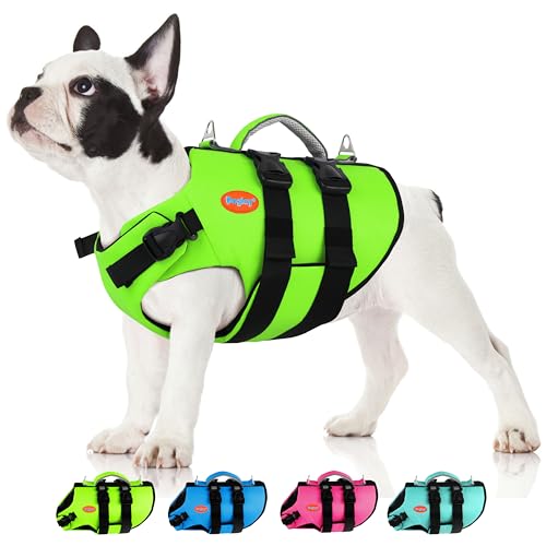Doglay Dog Life Jacket-Ripstop Superior Buoyancy Dog Life Vest, Reflective Pet Life Preserver with Handle for Boating and Swimming, Adjustable Neoprene Safety Lifesaver for Small Medium Large Dogs