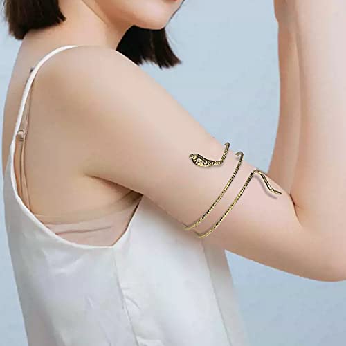Hithop Costume Mates Metal Snake Armband Punk Metal Coiled Snake Spiral Upper Arm Cuff Armlet Bangle Bracelet For Girls And Women - Gold/Silver, Multi-Colored, One Size #TOP5