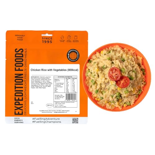 EXPEDITION FOODS Chicken Rice with Vegetables (High Energy Serving / 800kcal) | Freeze-Dried Camping & Hiking Food