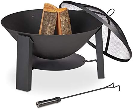 HSTURYZ Braséro Avec Grille De Barbecue Et Pare-étincelles Et Tisonnier, Pour Le Jardin, 61.5