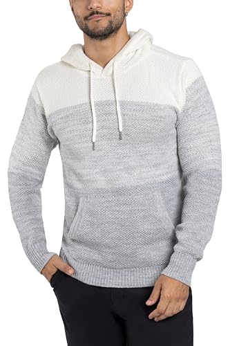 X RAY Mens Fashion Hoodies Pullover, Knitted Slim Fit Hoodies for Men, Color Block Hooded Pullover Sweater, Oatmeal Colorblock, 3X-Large