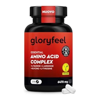 Aminoacidi Essenziali, Complesso ad Alto Dosaggio, 270 Compresse, 12 Aminoacidi (6.470 mg), EAA Amino 8 + L-Arginina, L-Carnitina, Taurina e Glicina, Vegan, Testato in Laboratorio, Senza Additivi