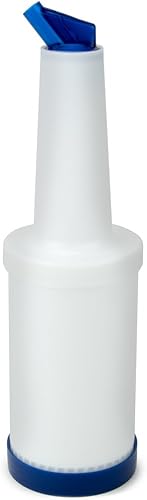 Botellas de jugo de barra de 32 onzas (azul)  Contenedores para almacenar y verter para bar  Vertedores de jugo de plástico para barman, botellas