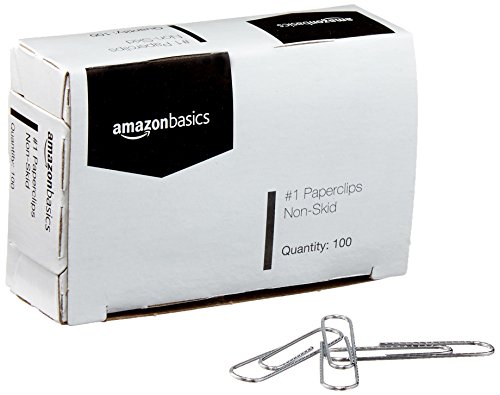 Amazon Basics No. 1 Paper Clips, Nonskid, 1000 Count (10 Pack of 100), Silver view 2