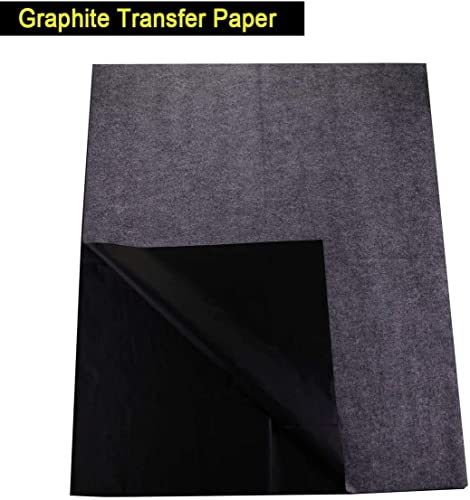 Papel de transferência de grafite 51 x 119 cm, 10 folhas de papel vegetal preto de transferência de