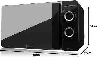 Cecotec ProClean 3140 Mirror 20 Litre Microwave, 700 W with 6 Levels, Grill 800W, Ready2Clean Coating for Better Cleaning, 3DWave Technology, Black with Mirror Effect