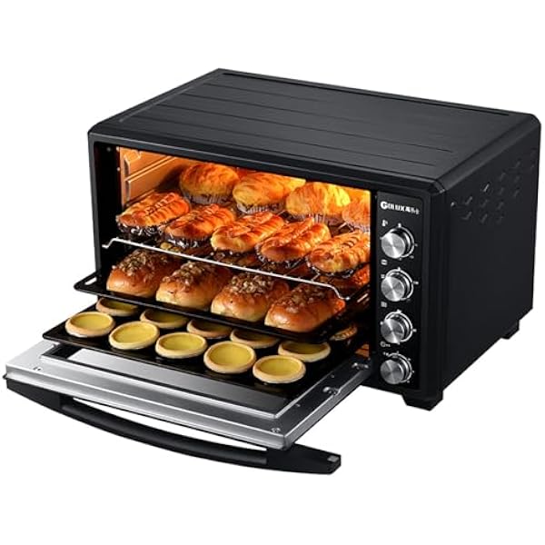 Kombinowany piekarnik z funkcją frytkownicy powietrznej o pojemności 40L z minutnikiem 60 minut, światłem do pieczenia i regulacją temperatury od 90°C do 230°C, duży elektryczny piekarnik do tostów