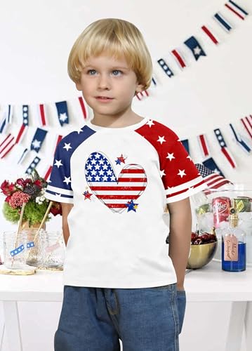 Image of CAZYCHILD Girls 4th of July USA Shirt American Flag Patriotic T-Shirt Independence Day Outfit for Kids 5-14Years