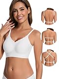 HBselect Low Back Bras for Women Deep V Seamless Bralette Wireless Backless Bra Convertible Straps Halter Bra White
