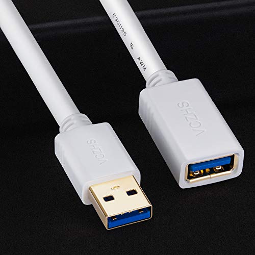 Usb 3.0 Extension Cable 6 Ft White, Vczhs Usb Extender Usb Extension Male To Female For Usb Flash Drive, Card Reader, Hard Drive, Keyboard,Playstation, Xbox, Oculus Vr, Printer, Camera #TOP3