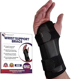 Carpal Tunnel Wrist Brace Night Support - Wrist Splint Arm Stabilizer & Hand Brace for Carpal Tunnel Syndrome Pain Relief with Compression Sleeve for Forearm or Wrist Tendonitis Pain Treatment (Right)