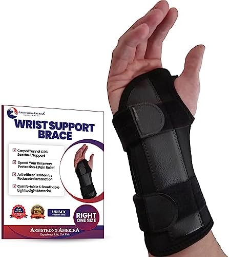 Carpal Tunnel Wrist Brace Night Support - Wrist Splint Arm Stabilizer & Hand Brace for Carpal Tunnel Syndrome Pain Relief with Compression Sleeve for Forearm or Wrist Tendonitis Pain Treatment (Right)