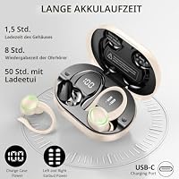 Bluetooth Kopfhörer Sport, Kopfhörer Kabellos Bluetooth 5.4 Hi-Fi Stereo, 50 Std In Ear Kopfhörer mit ENC Noise Cancelling und 4 HD Mics, IP7 Wasserdicht Kabellose Ohrhörer mit USB-C, LED-Anzeige – Ansicht 3