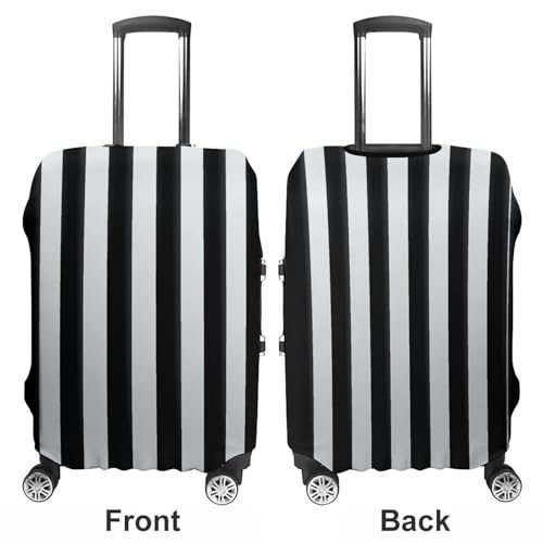 Travel Luggage Cover Black And-White Stripes Elasticity Washable Baggage Covers Suitcase Protector Fits 18-32 Inch Luggage3
