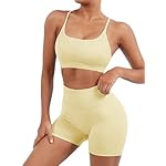 SUUKSESS Women Seamless Workout Sets Strappy Sports Bra High Waist Booty Shorts Outfits - Image 5