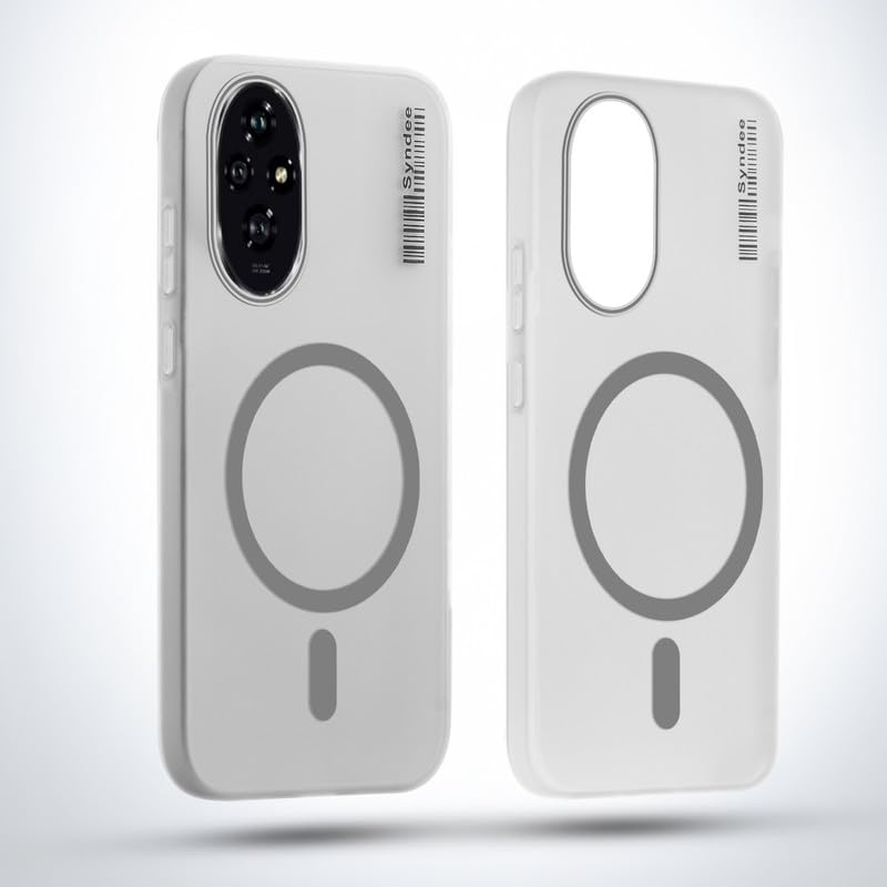 Image of Mr. Case Back Cover for Honor 200 5G Elegant Frosted White Translucent Back | Only Compatible with Wireless Magnetic Accessories | Anti-Scratch Shockproof Phone Case - Grey