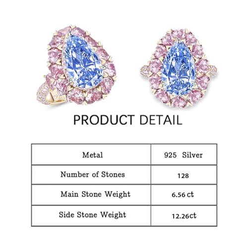 Jeulia 6.56 ct Vintage Halo Moissanite Engagement Ring for Women, Pear Cut CZ Wedding Aquamarine Blue Gemstone Teardrop Ring Promise Valentine's Day Bridal Set Jewelry with Gift Box2