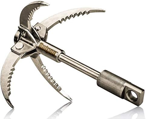 Grappling Hook Folding Survival Claw Multifunctional Stainless Steel Hook for Outdoor Camping Hiking Tree Rock Mountain Climbing (4 Claws)