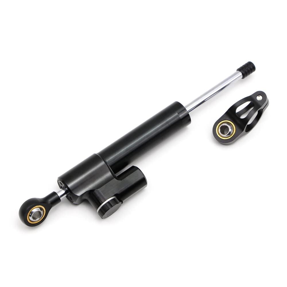 Dreamseek Stabilisateur d'amortisseur de direction pour moto universel, sécurité inversée, contrôle réglable en aluminium CNC (noir)