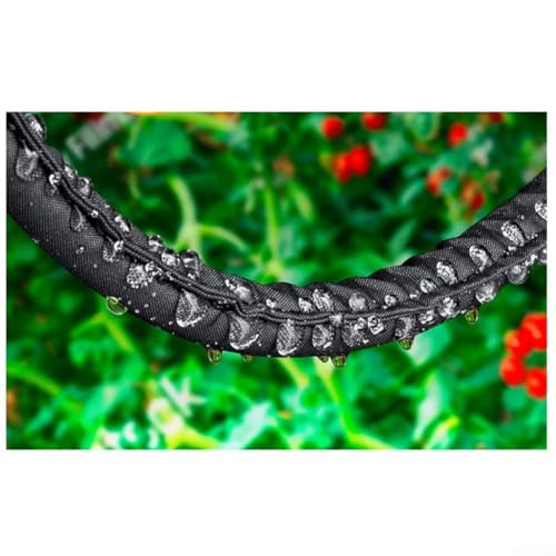 Pumixiy Manguera de remojo de jardín de 25 pies, cinturón de filtración de agua negro hecho de PVC, manguera plana flexible para plantas al aire libre, riego automático, tubo de riego por goteo (25