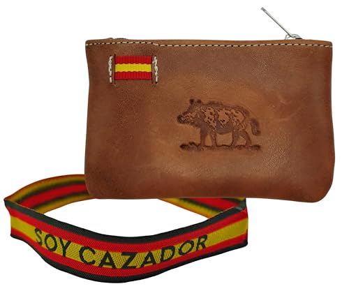 Pack Monedero de Piel con Jabalí + Pulsera Soy Cazador | Fabricado en España |...