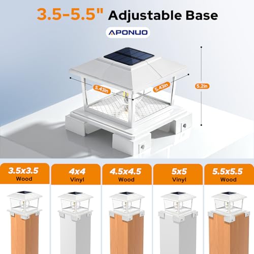 APONUO Solar Post Cap Lights Aluminum 4x4 5x5 6x6, IP65 Waterproof by APONUO - Used condition - Image 7