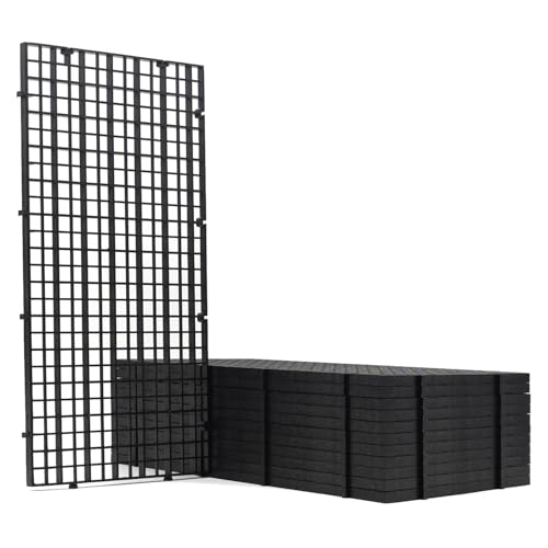 LINLAN 12 Pieces 5.9x11.8in (15X30cm) Aquarium Grid Plastic, Fish Tank Divider, Egg Crate for DIY Filtration and Bottom Protection in Aquascaping (Black-No Accessories)