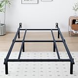 Mashomdec Twin Metal Bed Frame, 7 Inch Low Heavy Duty Platform Bed Frames Twin Size for Box Spring and Mattress, Easy Assembly, Noise-Free, Adjustable, Black
