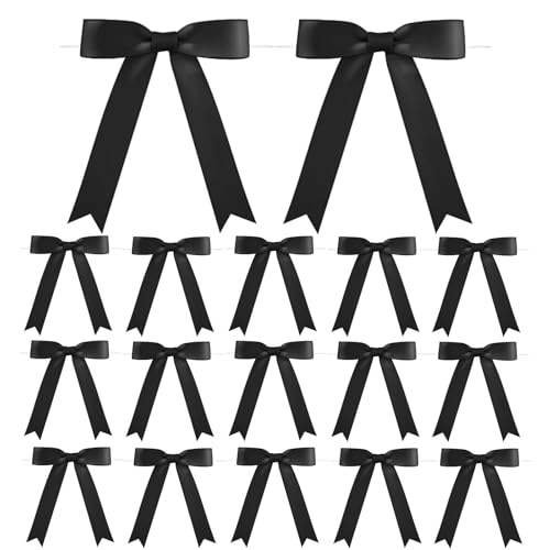 30Pcs Satin Ribbon Black Bows 5x7 Inch Twist Tie Bow for Gift Wrapping Champagne Bottle Cake Treat Bag Craft DIY Gift Christmas Birthday Party Balloons & Garland Home Decor