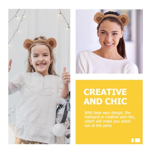 Homoyoyo 2 Stück Bärenohr-Stirnband Plüschtierohren-Kopfbedeckung Haarband Bärenohren Stirnband für Erwachsene Kinder Weihnachtsfeier Cosplay Kostüm Bären Ohren Alltag Bequem Und Rutschfest