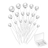 nuozodki Pearl Hair Pins, 18 Packs, Silver, Wedding & Everyday Use, 5 Sizes, Alloy & Plastic, Clip-on, Women's, Adults, Brides & Bridesmaids