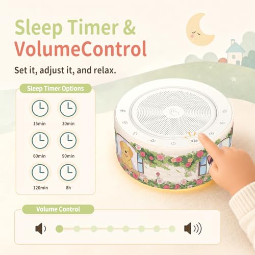 Image of Kipcush White Noise Machine for Baby & Adults, Sleep Sound Machine with 30 Soothing Sounds, 8-Color Night Light, Memory Function, White Noise for Sleeping, Nursery, Office, Travel, Relaxation