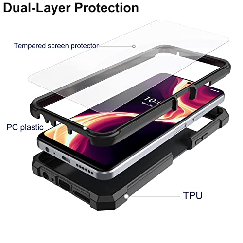 Ailiber Phone Case For Boost Mobile Celero 5G Plus, Celero 5G Plus Case With Screen Protector Tempered Glass, 2 Layer Structure Protection, Shockproof Corner Bumper Phone Cover For Celero 5G+-Black #TOP2