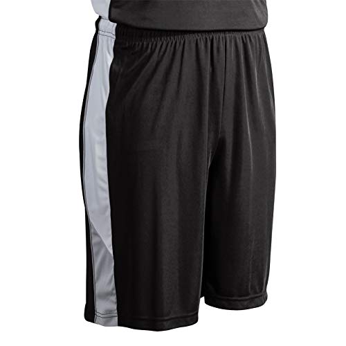 CHAMPRO Rebel Polyester Basketball Short, Youth Large, Black, Silver, White