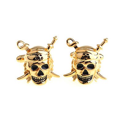 Mancuernillas de calavera color oro miniatura 2