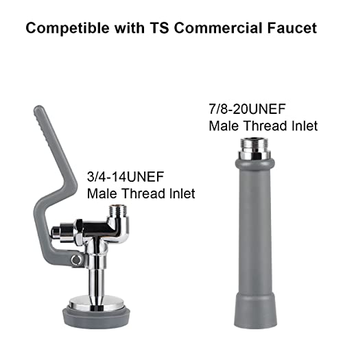Coolwest Commercial Pre-Rinse Sprayer Valve For Restaurant Kitchen Sink Faucet 1.42Gpm Grey High Pressure Dish Sprayer Head Nozzle Replacement Parts For Wall Mount Commercial Faucet #TOP1