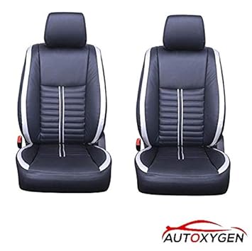 AUTOXYGEN Car leatherite seat cover (1009) Black And Silver For Chevrolet Spark
