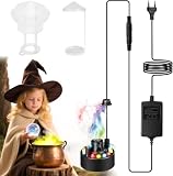 EOVNUS Ultraschall Vernebler, 12 LED Mini Ultraschall Nebelmaschine Halloween mit 2 Abnehmbarem Spritzschutz, 24V Nebelhersteller Nebler Fogger Leiser für Teich, Halloween Pumpkin und Hexentopf