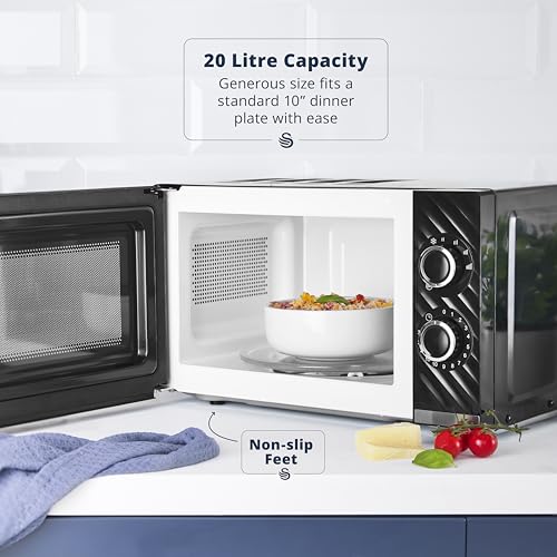 Swan Windsor Manual Microwave, 20L, 800W, 5 Power Levels, Defrost by Time, 30 Minute Timer, Non-slip Feet, Family Sized Microwave, Black, SM4424BLK - Image 3