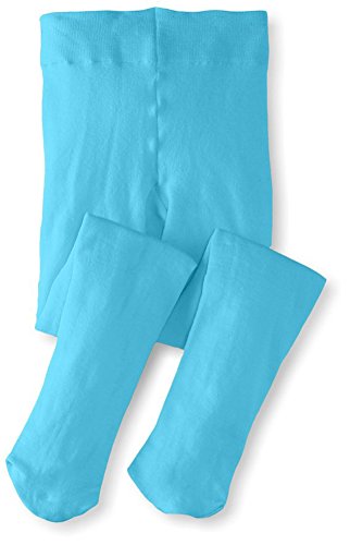 Monvecle Toddler to Big Girls' Opaque Microfiber Dance Stockings Kids School Uniform Footed Tights Turquoise 8-10