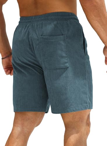 JMIERR Men's Casual Corduroy Shorts Elastic Waist Summer Beach Wear