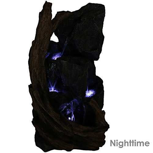 Sunnydaze Mountainside Rock Waterfall Fountain - Large Outdoor Water Fountain With Led Lights - 35 Inch Tall #TOP14