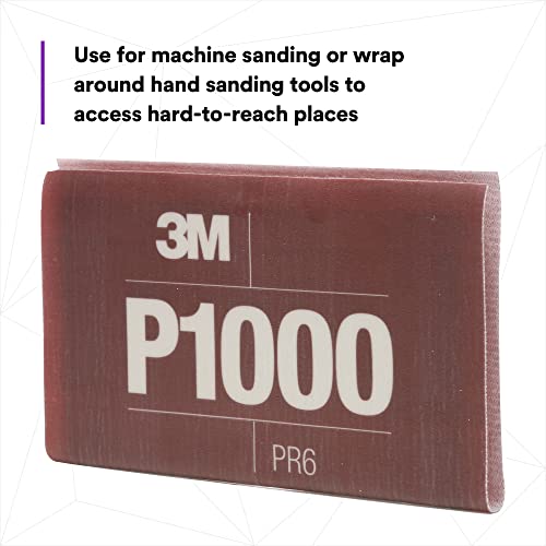 3M Hookit Flexible Abrasive Hand Sheet 34341, 5.5 In X 6.8 In, 1000+ Grade, 25 Pack, Long Lasting, Blend Sanding, Defect Removal #TOP4