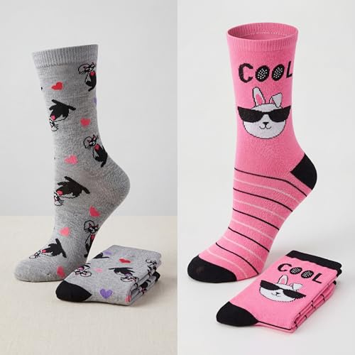 Image of Tipi Toe Women's Fun Patterned Dress Socks, 12-Pack Lightweight Colorful Crew Socks, Casual Novelty Assorted Designs