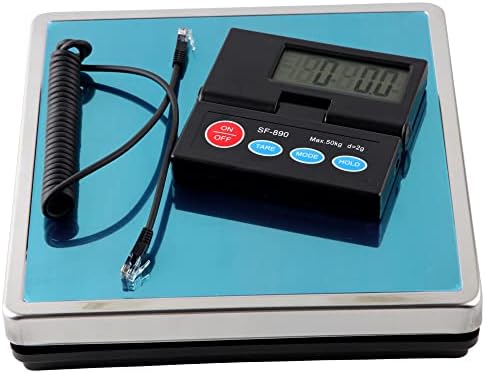 25cm*25cm Stainless steel Platform 50KG 110lb / 2g 0.1oz Digital Heavy Duty Large Capacity Weighing Platform Scale for Postal Industrial Commercial Shop Kitchen Letter Parcels Luggage Scales