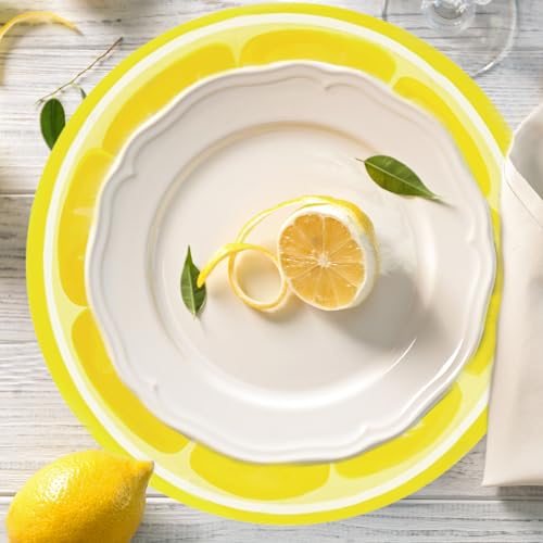 Set de table en papier jetable agrumes décoration table été citron orange pamplemousse