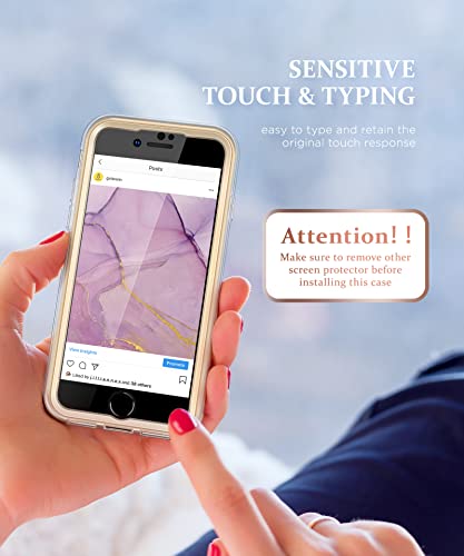 Gviewin Slim Marble Iphone Se 2022/Se 2020/8/7 Case - Romantic Purple, Built-In Screen Protector, Shockproof Bumper, 4.7 Inch #TOP3