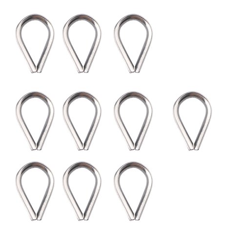 6-Pcs Turnbuckle Tension Wire Rope With Eye&Hook (M6), 12-Pcs 1/8 Inch Wire Rope Cable Clip Clamp (M3), 10-Pcs Thimble (M3), Stainless Steel Kit, Aunifun #TOP2